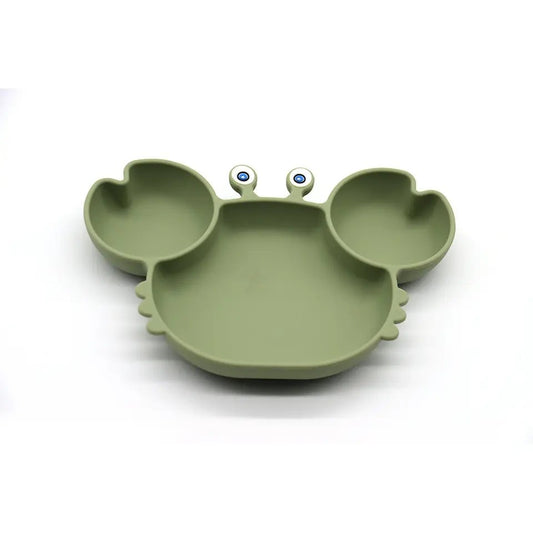 Kids Silicone Crab Plate Green